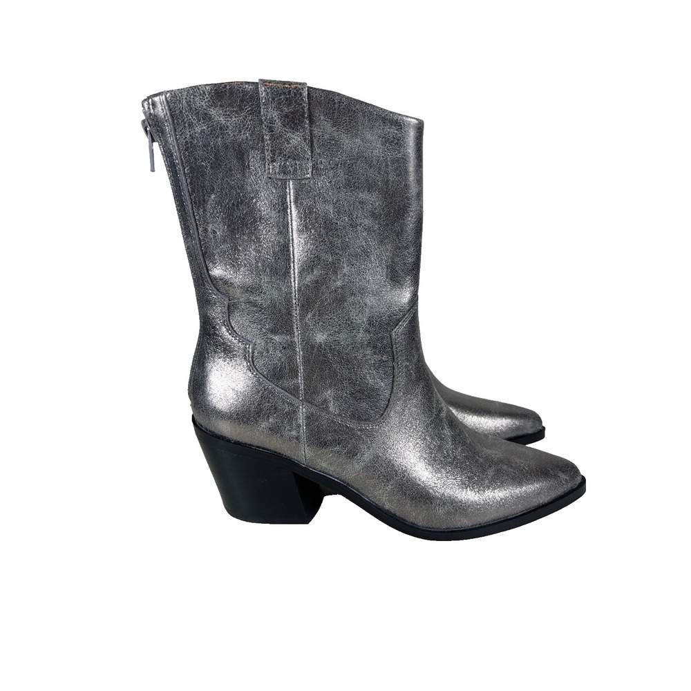 Dolce‎ Vita Imana Mid Calf Silver Cowboy Western Boots Women's Size 7.5